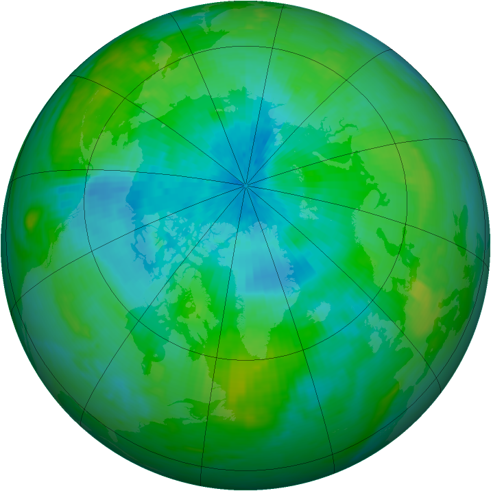 Arctic ozone map for 28 August 1989
